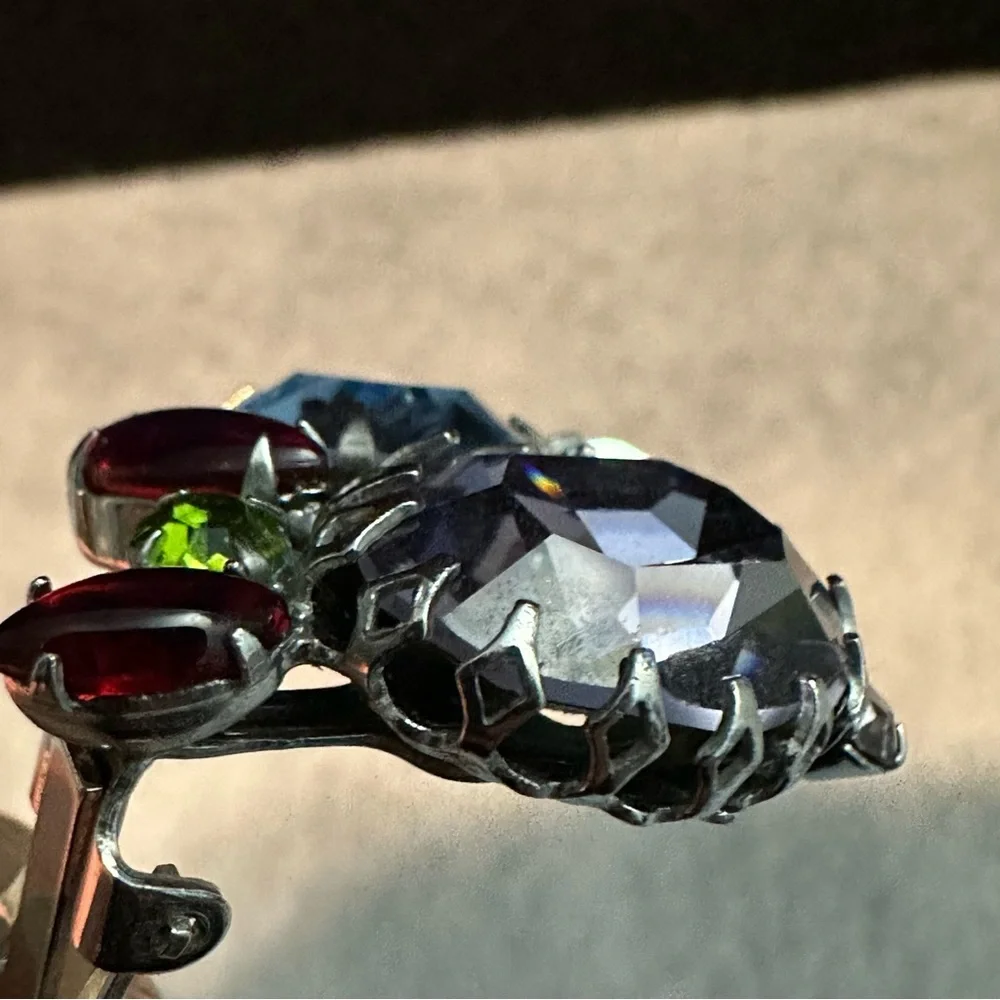 Alice Caviness Clustered Rhinestone Vintage Clip Earrings
